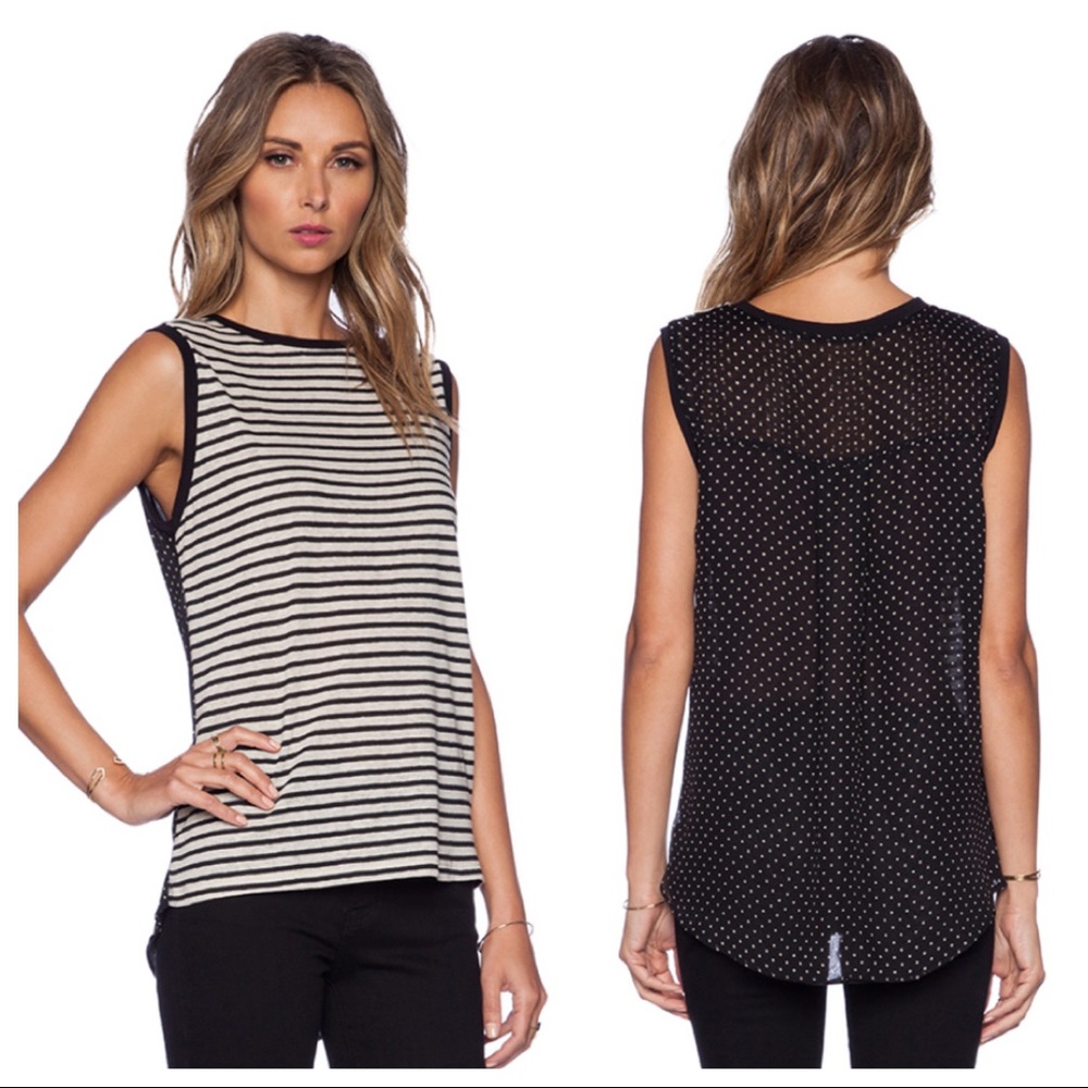 Bailey‎ 44 S Stripe & Polka Dot Contrast Top Tank